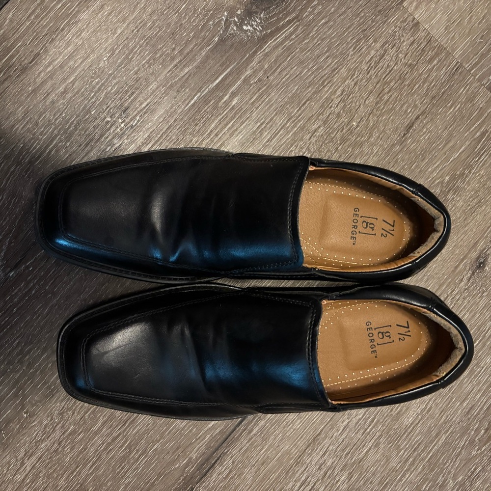 George Men's Classic Black Slip-On Loafers